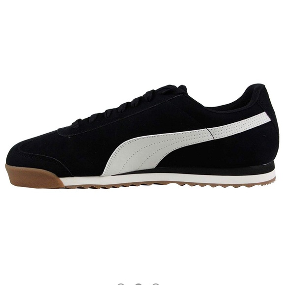 puma roma black suede